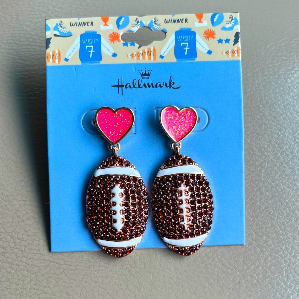 FOOTBALL & HEARTS EARRINGS-NWT